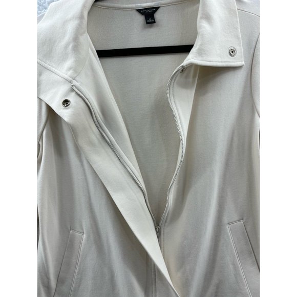 Ann Taylor Womens Jacket Coat Beige Zip Up Stretch Mock Neck Pockets M - Picture 4 of 9
